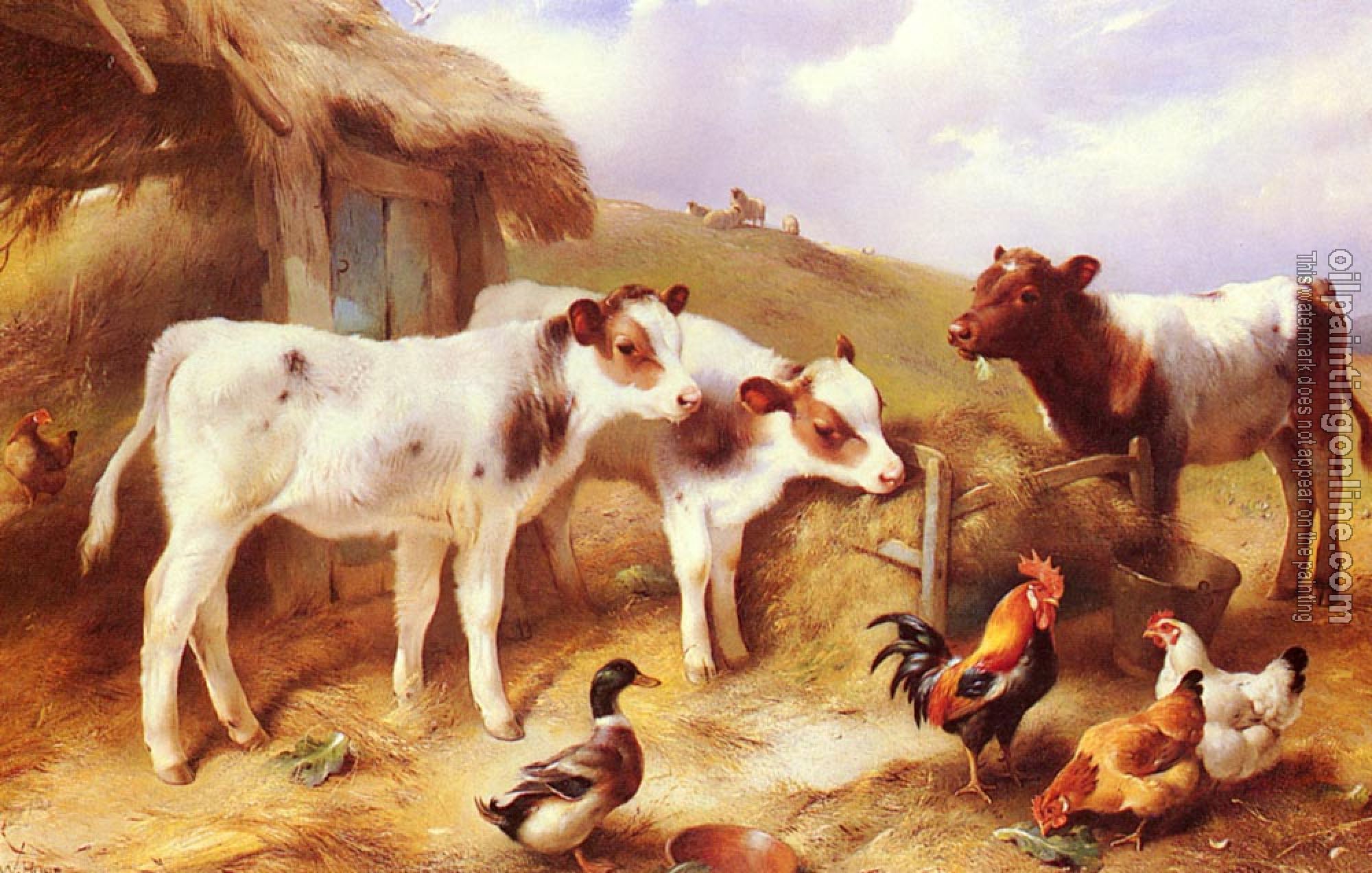 Hunt, Walter - Calves, Chicken and a Duck